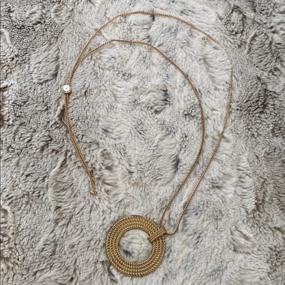 Lauren Ralph Lauren Gold-Tone Rope Multi-Row Open Circle 36” Pendant Necklace - Picture 3 of 16